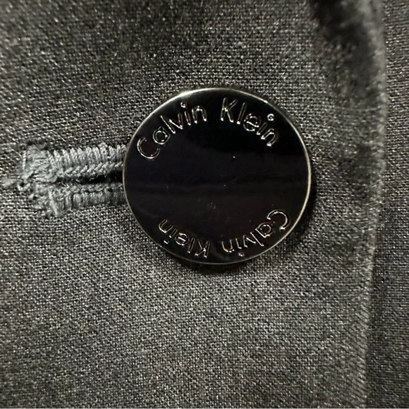 Calvin Klein Dark Gray 1 Button Front Blazer Jacket 3 Faux Pockets Womens 10P - Picture 7 of 13